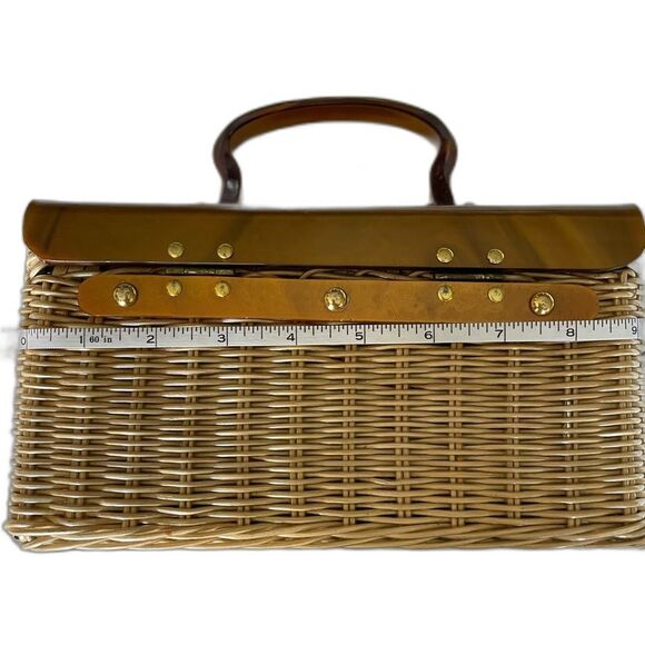 Beautiful Vintage Rattan (looks) handbag      "VINTAGE" - Picture 3 of 14